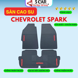 Thảm Lót Sàn Cao Su Xe Chevrolet Spark 2011 - Nay - Cao su đúc Không Mùi , Vừa Khít Form Xe- Chống Nước, Mẫu Chữ Đỏ