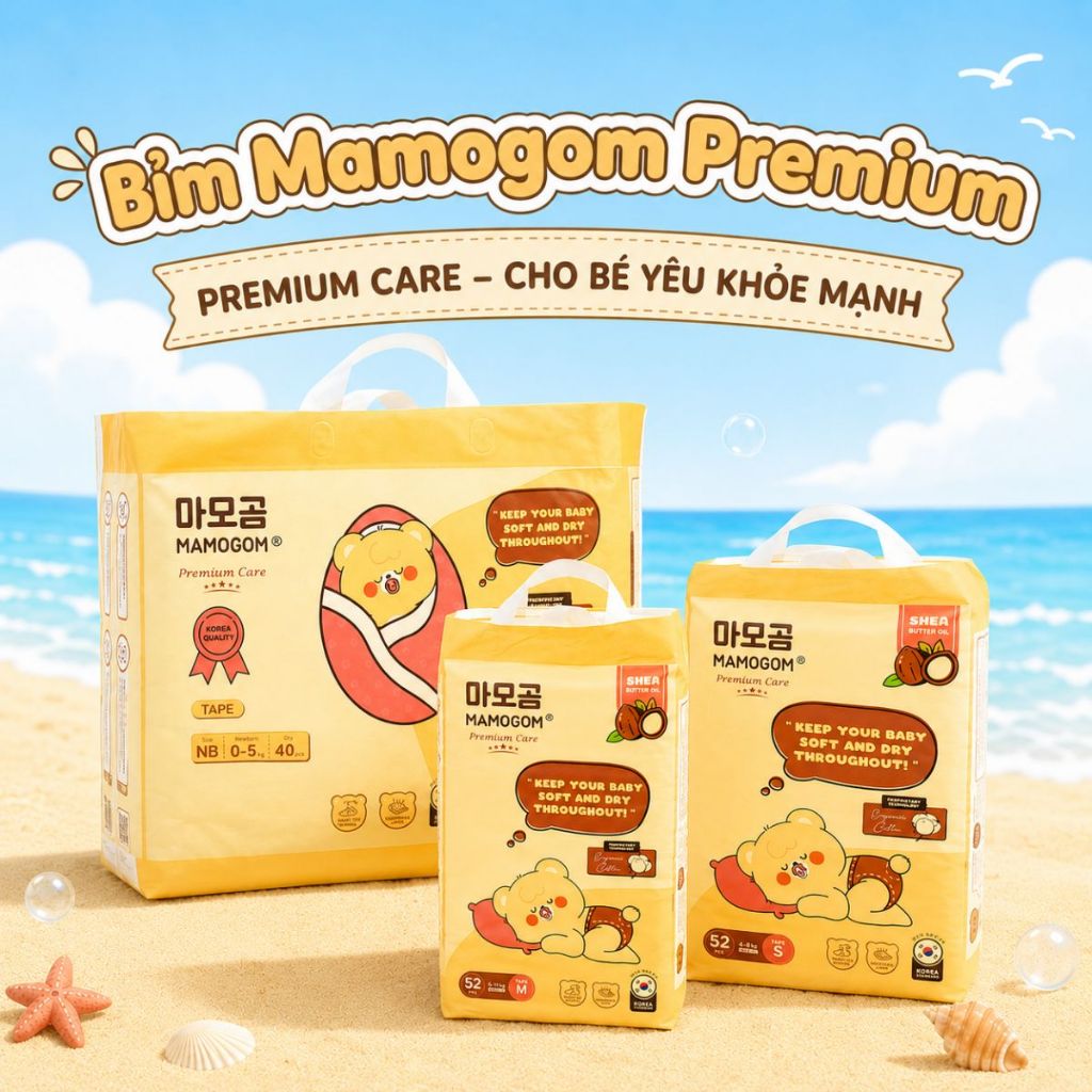 Bỉm Mamogom PREMIUM tinh chất hữu cơ công nghệ mới lõi thấm hút kép
