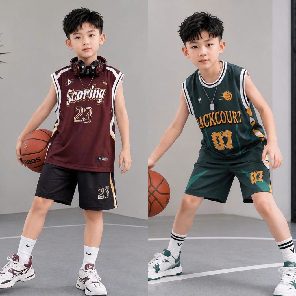 Bộ quần áo thể thao 3 lỗ bé trai 15-40kg từ 4-14 tuổi số 23 07, mềm mịn, thoáng mát, thấm hút mồ hôi