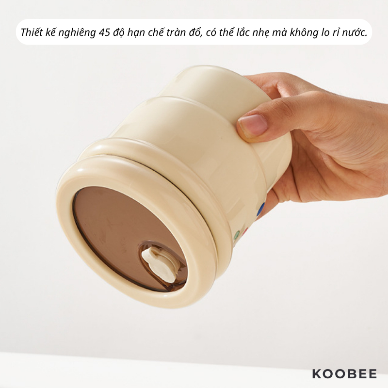 Cốc Inox 304 Kèm Ống Hút 420ml KOOBEE - Ly Inox 2 Lớp Cách Nhiệt Nắp Kín Chống Tràn Uống Nóng Lạnh | 390