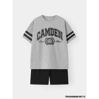 Bộ Đồ Bé Trai WooKids 9-14 Tuổi | Áo Thun Tay Ngắn Phối Sọc + Quần Short Thể Thao | 60% Cotton 40% Poly | TSH26S008R