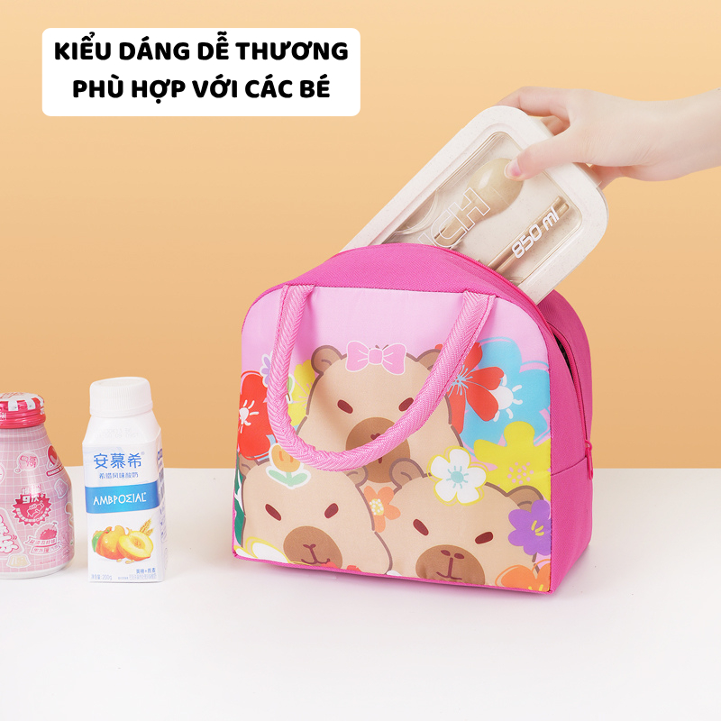 Túi Đựng Hộp Cơm Hoạ Tiết Capy ENODA HOME, Túi Vải Giữ Nhiệt Đựng Cơm Trưa Văn Phòng Kiểu Dáng Dễ Thương TUICOM005