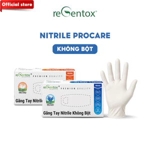 Hộp 100 Cái Bao Tay Cao Su NITRILE Regentox, Dòng Procare Cao Cấp, Chuẩn Y Tế, Đầu Ngón Tay Nhám