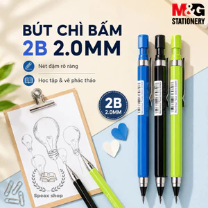 Bút Chì Bấm M&G 2B 2.0mm Kèm Chuốt Chì – Thân Lục Giác Chống Trượt, Cho Học Sinh & Vẽ Phác Thảo