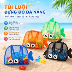 Túi Đựng Đồ Chơi Đi Biển Cho Bé - Vải Lưới Thoáng Khí Nhanh Khô, Gấp Gọn Tiện Mang Đi Du Lịch
