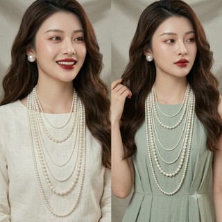 [ DAISYN ] N442 choker ,dây chuyền mang áo dài , vòng cổ mang áo dài, dây chuyền hạt Ngọc hạt trai 6 sợi xinh xắn cho nữ