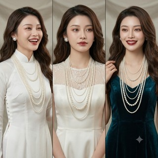 [ DAISYN ] N442 choker ,dây chuyền mang áo dài , vòng cổ mang áo dài, dây chuyền hạt Ngọc hạt trai 6 sợi xinh xắn cho nữ