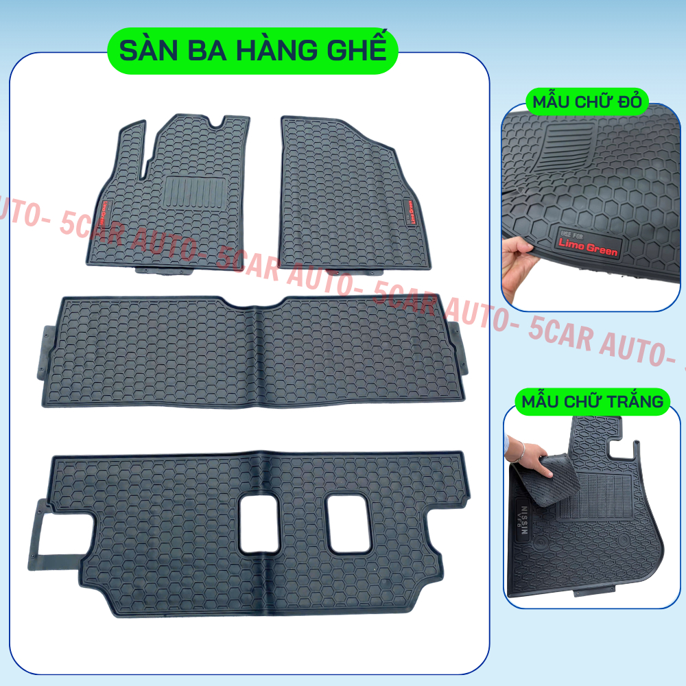 Thảm Lót Sàn Cao Su Xe Limogreen, VF3,  VF5, VF6, VF7, VF8, VFE34, Fadil, Herio, Nerio, MPV7, EC Van, Minio green