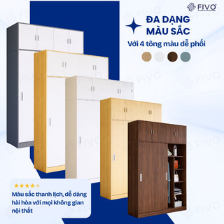 Tủ Quần Áo Gỗ FIVO FC31 Màu Full Gỗ, Gỗ Chống Ẩm, Cửa Lùa Thiết Kế Nhiều Ngăn, Trả Góp 0%, Freeship + Free lắp đặt