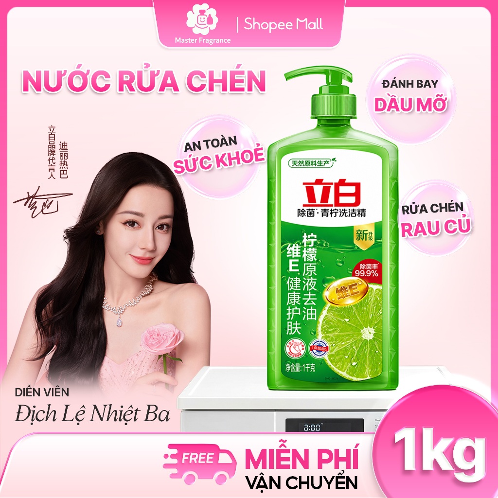 Nước rửa chén bát Liby 1KG hương Chanh xanh, Nước rửa bát mềm da tay an toàn rửa được rau củ quả
