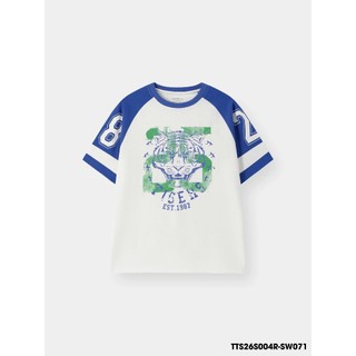Áo Thun Bé Trai WooKids TTS26S004R | 9-14 Tuổi | 100% Cotton | Áo Thun Tay Ngắn In Hổ Năng Động