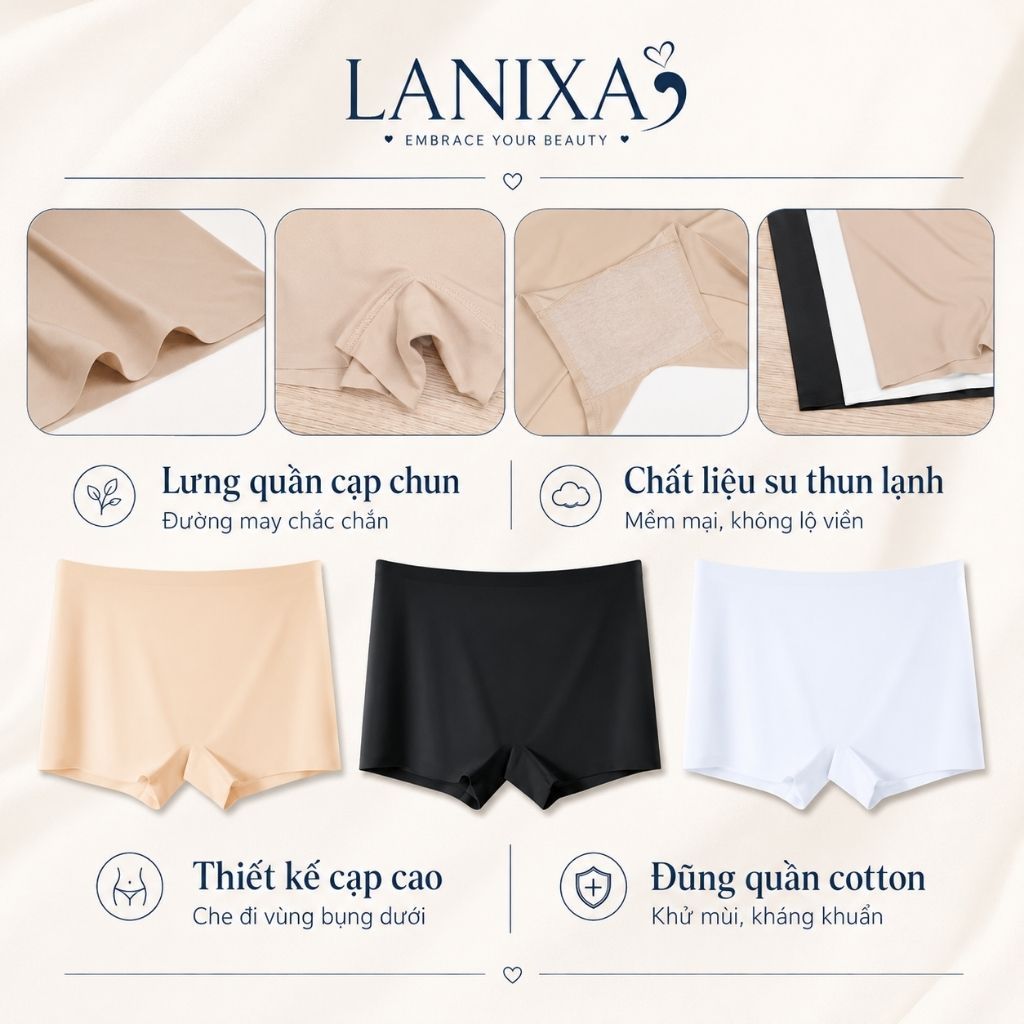 [Hỏa Tốc]  Quần bảo bộ cao cấp thoáng mát, Quần lót su mặc váy ôm body, không lộ viền LANIXA V8205