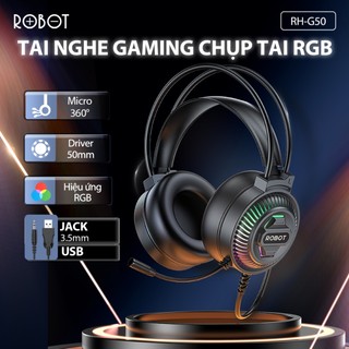 Tai nghe chụp tai gaming có dây RH G50 ROBOT chính hãng không đau tai bảo hành 12 tháng