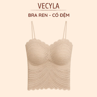 Áo Bra Ren Nữ VECYLA Cao Cấp B 622 - Áo Bra Ren Nữ Viền Bèo Vân Sóng Croptop 2 Dây Kép Mảnh