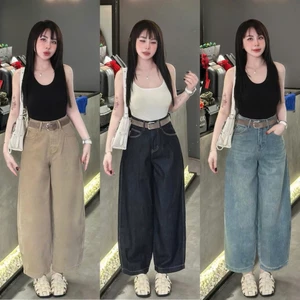 Quần Jeans Nữ Dáng Baggy Ống Cong Chất Mềm Tặng Kèm Đai Đủ Màu #3380