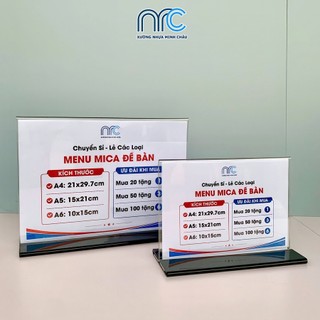 (Xuất hoá đơn VAT) Bảng mica để bàn A4 A5 A6 ngang, Menu mica trong suốt, Bảng quét mã QR để bàn