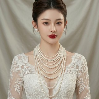 [ DAISYN ] N859 dây chuyền hạt ngọc trai nhân tạo 8 sợi, dây chuyền cưới, thiết kế dây chuyền ngọc trai nhân tạo