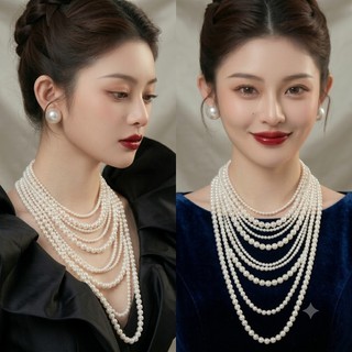 [ DAISYN ] N859 dây chuyền hạt ngọc trai nhân tạo 8 sợi, dây chuyền cưới, thiết kế dây chuyền ngọc trai nhân tạo