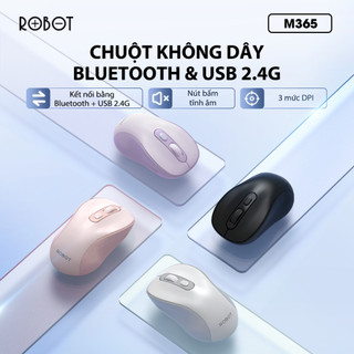 Chuột Không Dây 2.4GHz ROBOT M365 Chuột Tĩnh Âm KẾT NỐI CÙNG LÚC 2 THIẾT BỊ