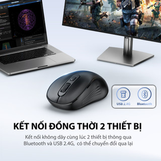 Chuột Không Dây 2.4GHz ROBOT M365 Chuột Tĩnh Âm KẾT NỐI CÙNG LÚC 2 THIẾT BỊ