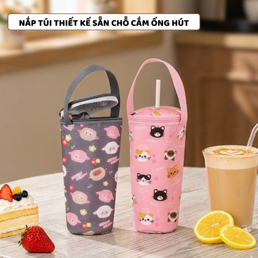 Túi Vải Giữ Nhiệt Đựng Bình Nước, Cốc Nước ENODA HOME, Túi Cách Nhiệt Đựng Cafe, Trà Sữa Giữ Đá Lâu Tan TUIGN001