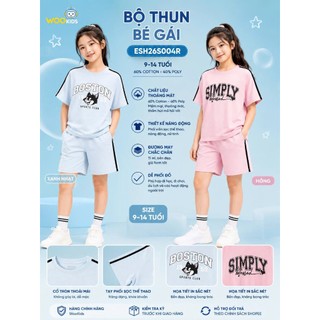Bộ Đồ Bé Gái ESH26S004R | Wookids | 9-14 Tuổi | Cotton Poly Mềm Mại, Thoải Mái, Dễ Thương