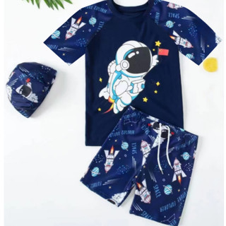 Đồ bơi bé trai hè mới, set 2 món, polyester chống nắng nhanh khô, phong cách thể thao, phù hợp bé 18-55kg.