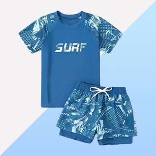 Đồ bơi bé trai hè mới, set 2 món, polyester chống nắng nhanh khô, phong cách thể thao, phù hợp bé 18-55kg.