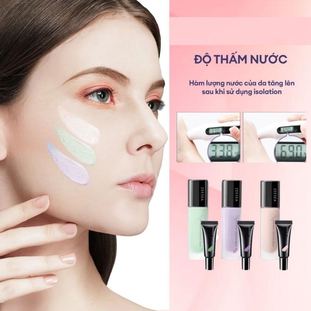 Kem lót Zeesea trang điểm kiềm dầu, nâng tông, che khuyết điểm, Lâu Trôi, Phù Hợp Mọi Loại Da.