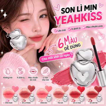 Son Kem Lì Trái Tim Vỏ Bạc Mini Son Môi YEAHKISS Thiết Kế Cute Màu Đẹp Son Lì Lâu Trôi
