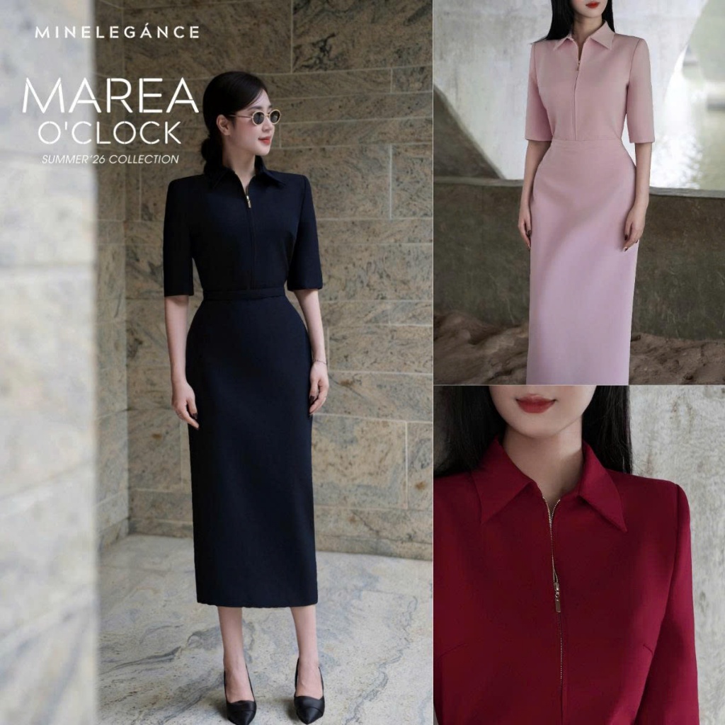 MINELEGÁNCE- SET VÁY SƠ MI DÁNG DÀI, SANG TRỌNG, THANH LỊCH - MIN685