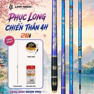 Phục Long Chiến Thần 4H - Cần Câu Tay Đơn Đài Cao Cấp - Carbon Xoắn Siêu Khỏe - 2.7m-3.6m-3.9m-4.5m-5.4m - Tím Xanh