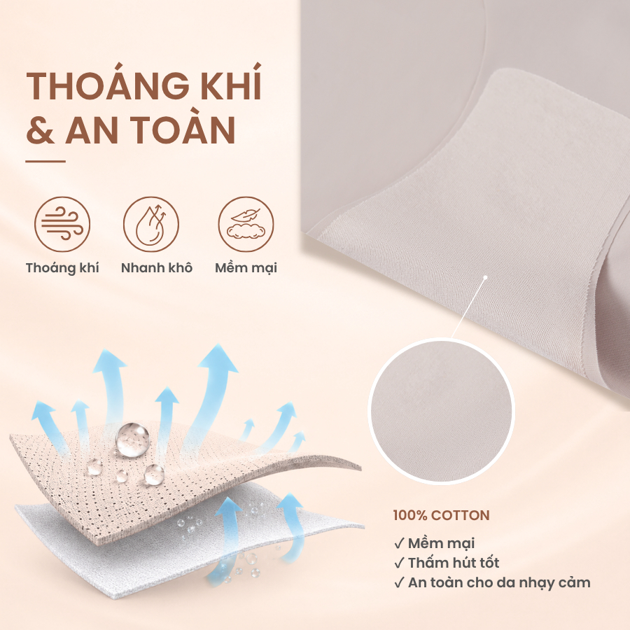 Combo 3 quần lót nữ không đường may, thoáng khí TOKYOLIFE 40006033