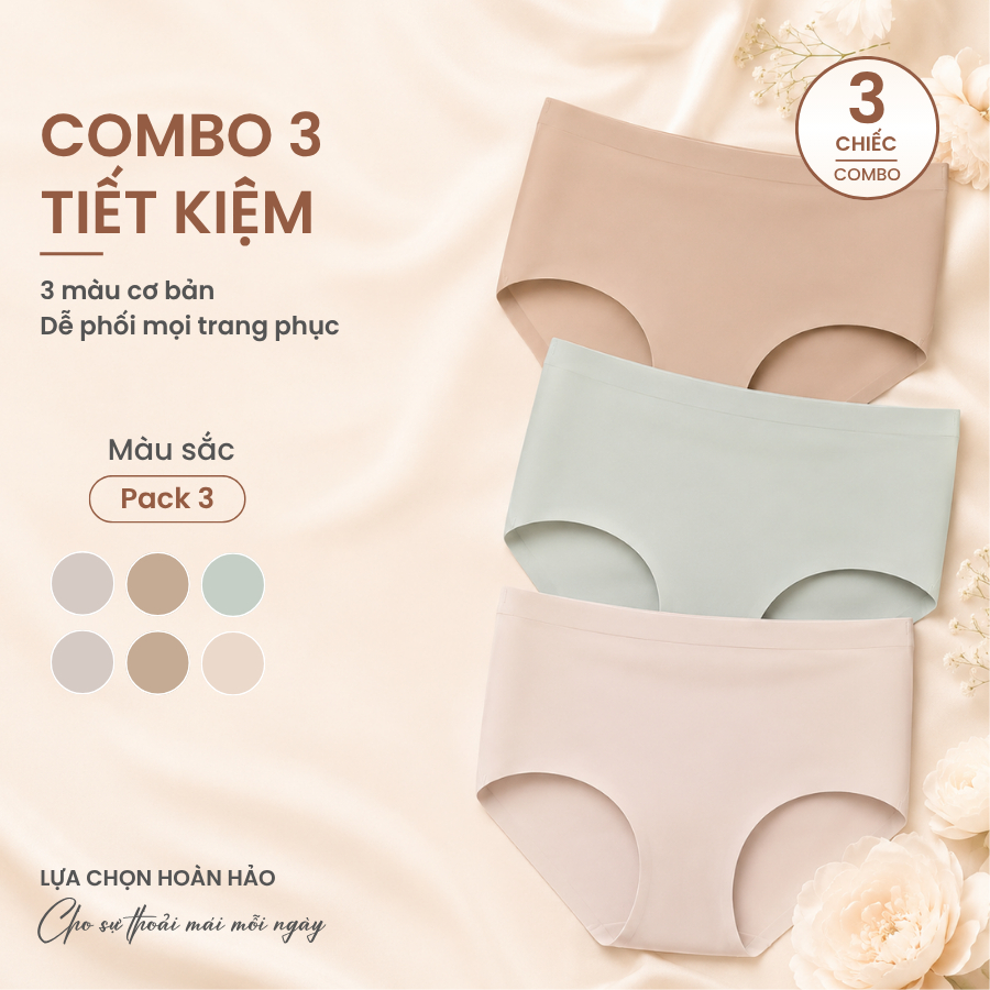 Combo 3 quần lót nữ không đường may, thoáng khí TOKYOLIFE 40006033