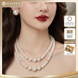 N538 dây chuyền mang áo dài , dây chuyền cưới dâu chuyền hạt Ngọc hạt trai 2 sợi sang trọng cho nữ