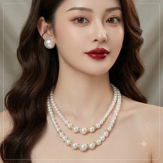[ DAISYN ] N538 dây chuyền mang áo dài , dây chuyền cưới dâu chuyền hạt Ngọc hạt trai 2 sợi sang trọng cho nữ