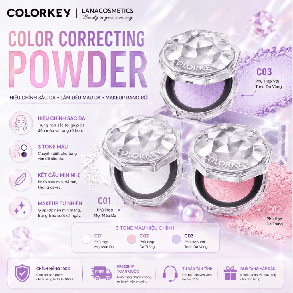 Phấn phủ bột Colorkey Lasting Naturally Occurring Loose Powder