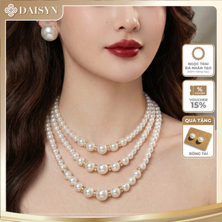 [ DAISYN ] N538 dây chuyền 3 sợi hạt ngọc hạt trai kết hợp hạt mạ sang trọng cho nữ