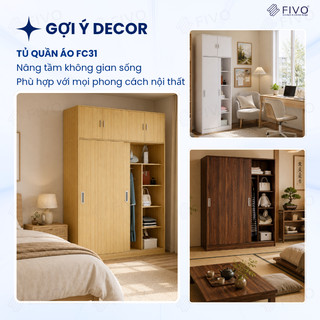 Tủ Đựng Quần Áo Gỗ Cửa Lùa Màu Trắng FIVO FC31 Gỗ Chống Ẩm Cao Cấp Dày Dặn, Trả Góp 0%, Freeship + Free lắp đặt