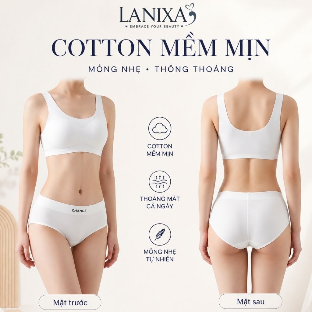 Quần lót nữ cotton kháng khuẩn khử mùi cạp vừa tôn dáng in chữ dễ thương và gợi cảm LANIXA L2430