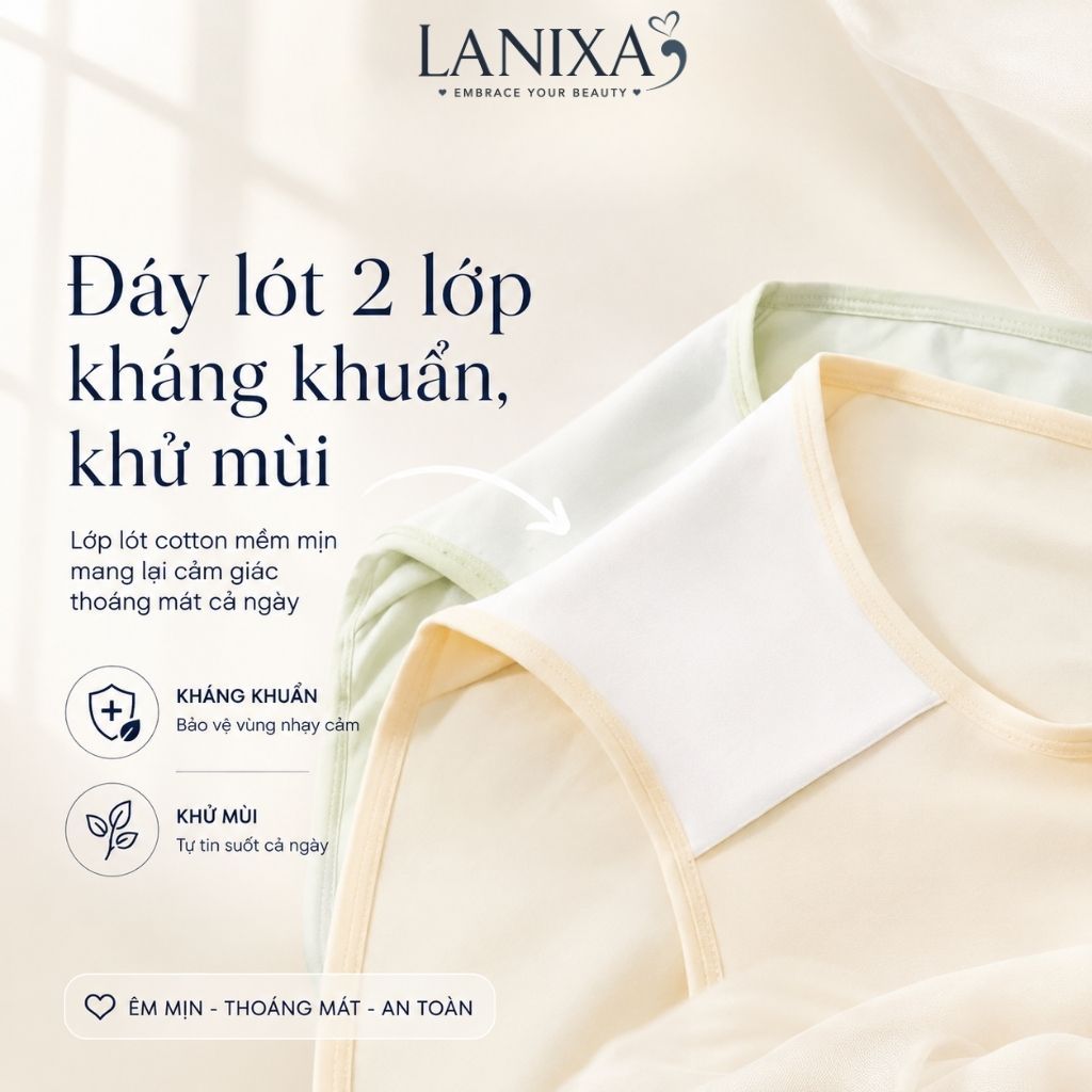 Quần lót nữ cotton kháng khuẩn khử mùi cạp vừa tôn dáng in chữ dễ thương và gợi cảm LANIXA L2430