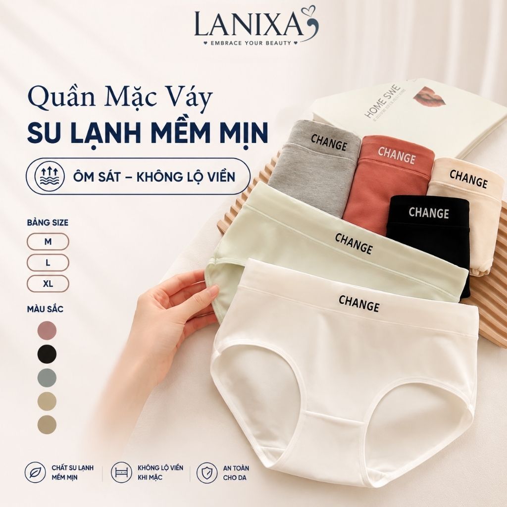 Quần lót nữ cotton kháng khuẩn khử mùi cạp vừa tôn dáng in chữ dễ thương và gợi cảm LANIXA L2430