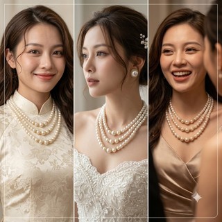 [ DAISYN ] N538 dây chuyền 3 sợi hạt ngọc hạt trai kết hợp hạt mạ sang trọng cho nữ