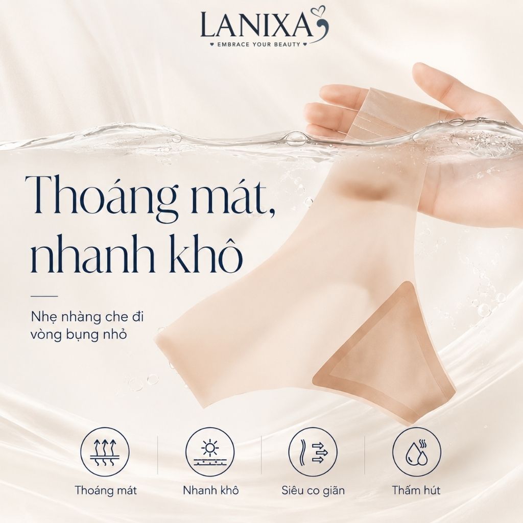 Quần lót nữ lọt khe su trơn trong suốt mềm mịn mỏng nhẹ viền ép đáy cotton kháng khuẩn khử mùi LANIXA L617