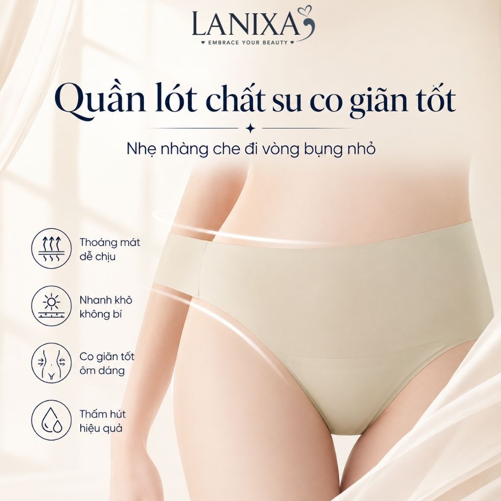 Quần lót nữ lọt khe su trơn trong suốt mềm mịn mỏng nhẹ viền ép đáy cotton kháng khuẩn khử mùi LANIXA L617