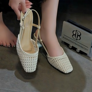 Sandal cói cột dây phong cách Boho lãng mạn cao 3 phân và 5 phân Giày Bánh Bèo mã Giaycoisandal