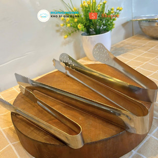Dụng cụ gắp thức ăn, kẹp gắp inox tổ ong đầu tròn, gắp thực phẩm dễ dàng, dày chắc chắn - Hùng Home