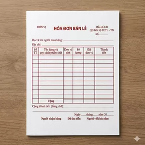 Hóa đơn bán lẻ 1 liên đẹp (50 tờ)-keo bìa đẹp Kraft