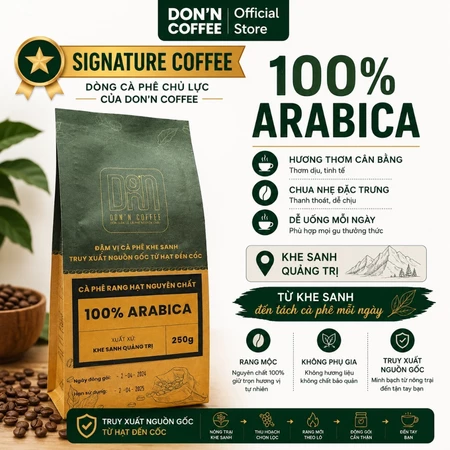 Cà Phê Arabica Nguyên Chất DON'N Coffee 250g | Khe Sanh Quảng Trị | Rang Mộc | Nguyên Hạt hoặc Xay Phin