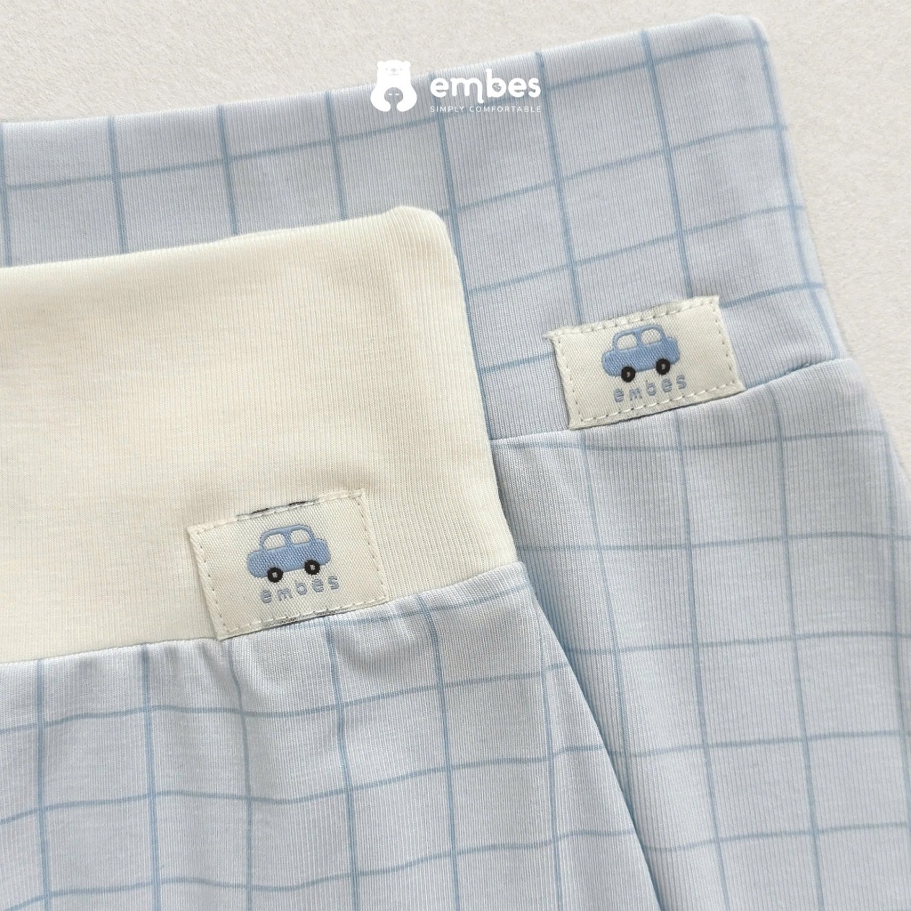 Bộ Sơ Sinh Embes, Bộ Dài Tay Cài Chéo In Họa Tiết Chất Viscose Mềm Mát Cho Bé Sơ SInh Từ 0-9 Tháng
